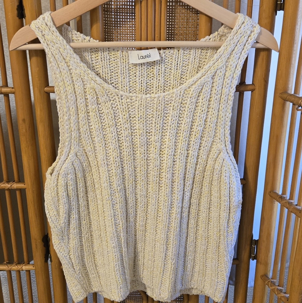 Yellow Cotton Blend Sweater Tank